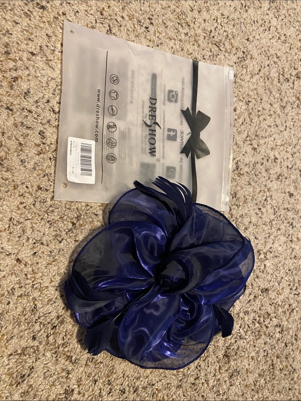 Navy Organza Flower Hair Clip